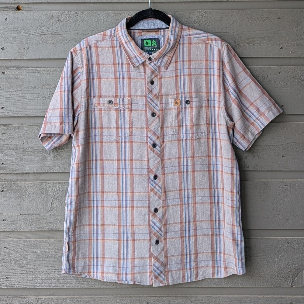 Hippy Tree Nomad Division Plaid Short Sleeve Button Front Shirt Size Large